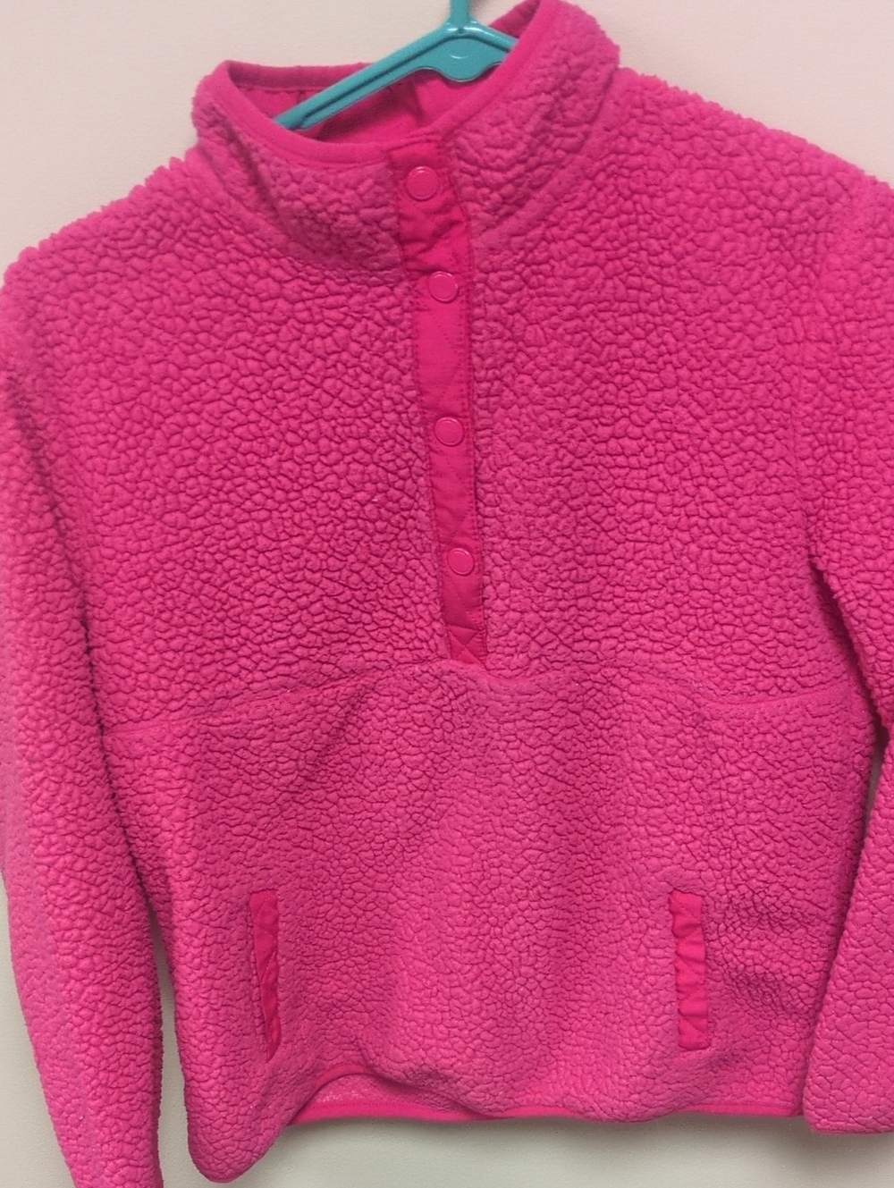 Girls Plush Sherpa Pullover Jacket - Bright Pink